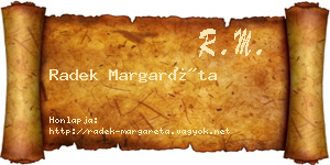 Radek Margaréta névjegykártya